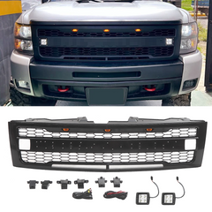 Front Grille For 2007-2013 Chevrolet Silverado 1500 Grill Cover With Letters Black
