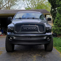 Front Grille For 2002-2005 Dodge Ram 1500 Mesh Grill With Letters Black