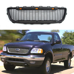Front Grille For 1999 2000 2001 2002 2003 Ford F150 Front Bumper Grilles Raptor Style Grill W/Lights Black