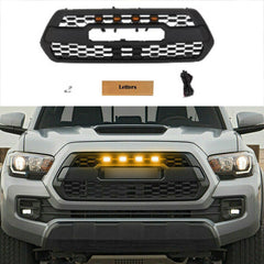 Front Grille For 2016-2021 Toyota Tacoma Bumper Grills Grill Cover W/4 Light Black
