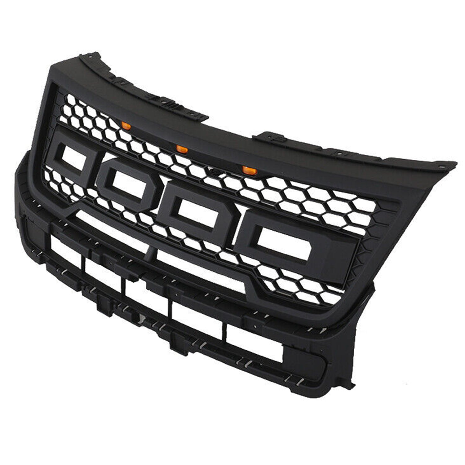 Front Grille For 2016 2017 2018 Ford Explorer Mesh Bumper Grilles Grills Cover W/3 lights Black