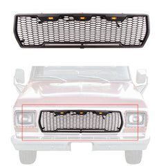 Front Grille For 1978 1979 Ford Bronco F150 Bumper Grill Replacement Grilles W/3 Lights Black