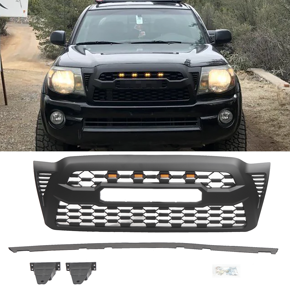 Front Grille For 2005-2011 Toyota Tacoma Grill Cover With Letters Black