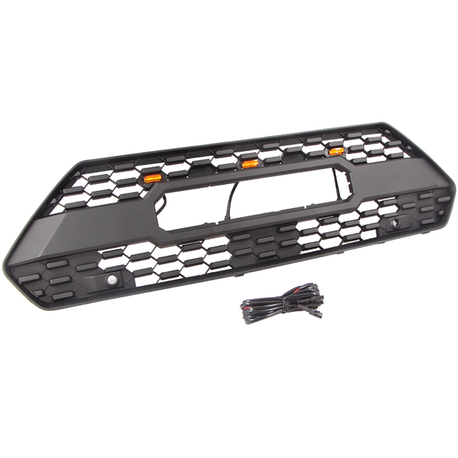 Front Grille For Toyota Rav4 2020 Adventure Honeycomb Bumper Replacement Grille With 3 Led Lights Black