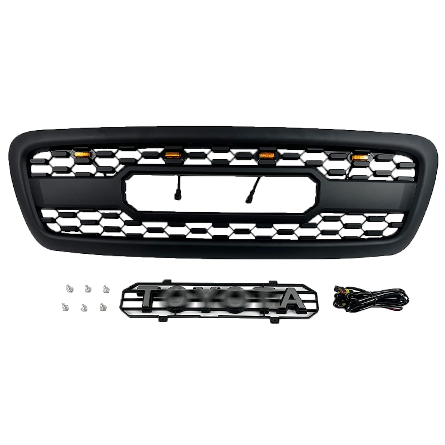Grill For Toyota Sequoia 2001 2002 2003 2004 Front Mesh Bumper Grille Replacement Grille W/Led Lights Black
