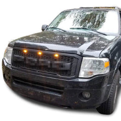 Front Grille For 2007 2008 2009 2010 2011 2012 2013 2014 2015 2016 2017 Ford Expedition Raptor Style Mesh Bumper Grille Grill Honeycomb Cover Grille With Led Lights Black