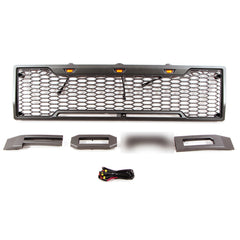 Front Grille For 1980 1981 1982 1983 1984 1985 1986 Ford Bronco F150 Front Grilles Bumper Grill With 3 Led Lights Black
