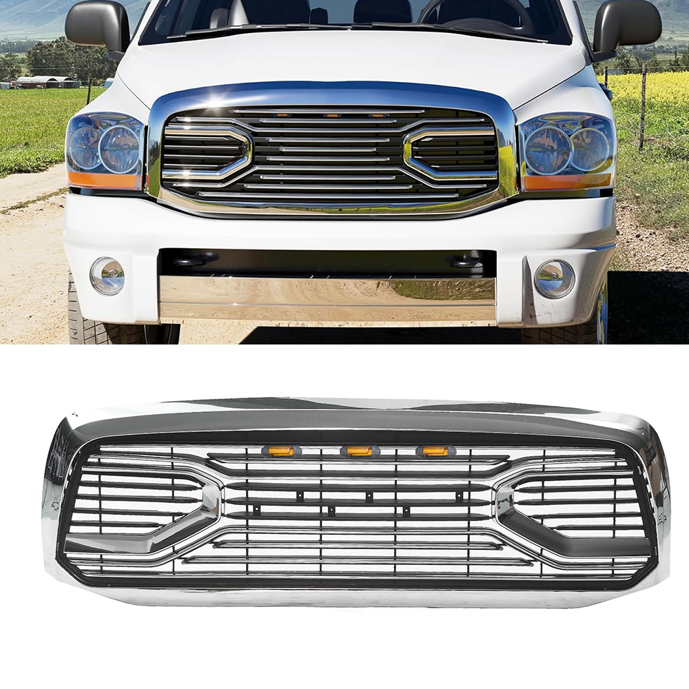 Front Grille For 2006-2008 Dodge Ram 1500 Grill WIth Led Lights Chrome