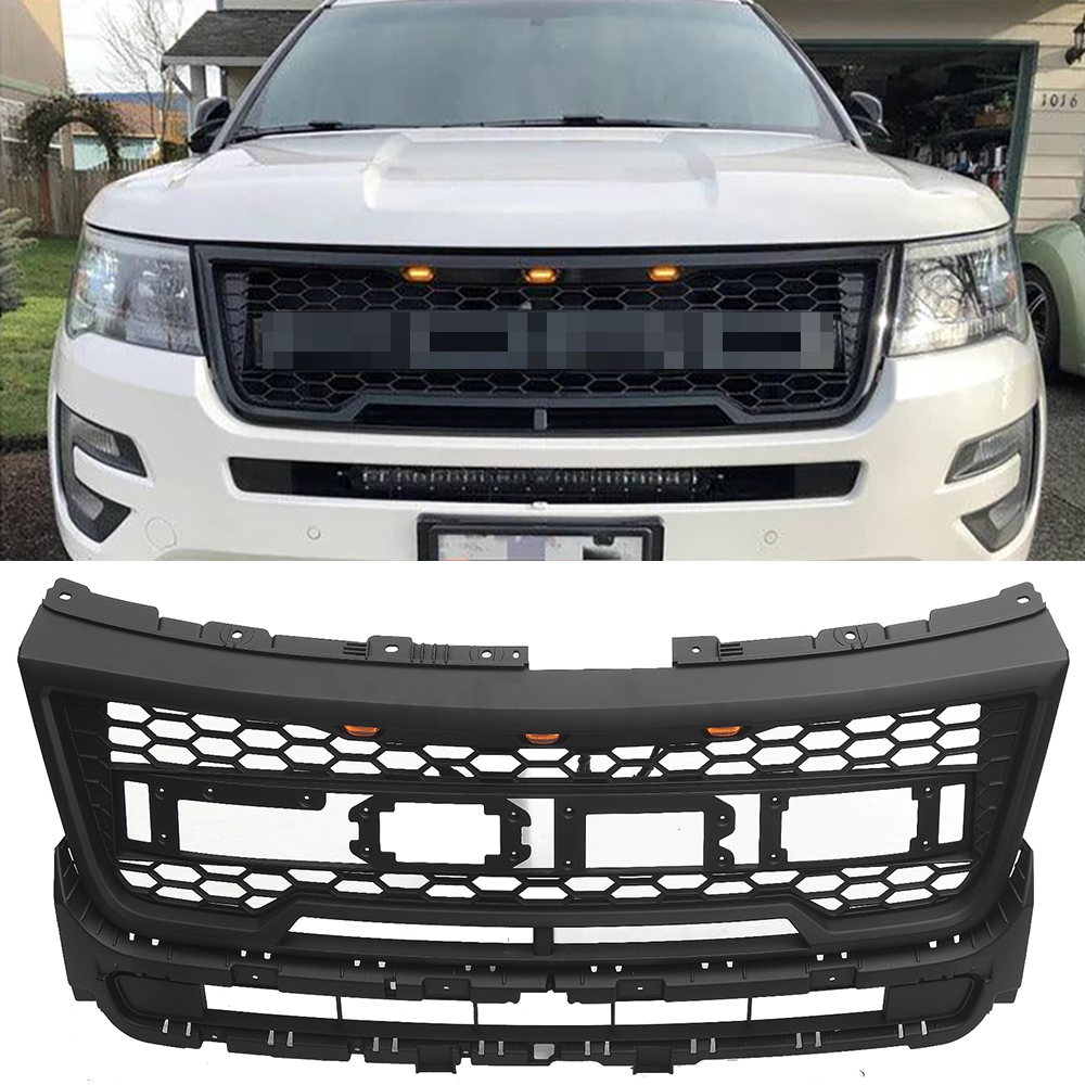 Front Grille For 2016 2017 2018 Ford Explorer Mesh Grill With Letters Black