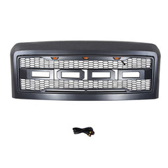 Front Grille for 2008 2009 2010 Ford F250 F350 Raptor Style Front Bumper Grill W/3 Led Lights