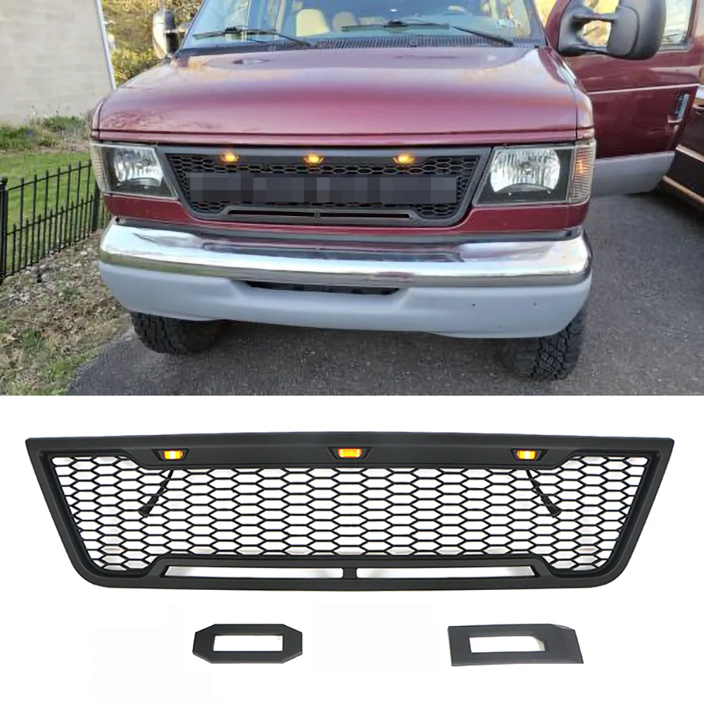 Front Grille For 2003-2007 Ford E150 E250 E350 Grill Cover With Letters Black