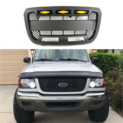 Front Grille For 2001 2002 2003 Ford Ranger Raptor Style Grilles Bumper Grills With Letters & Lights Black