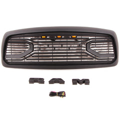 Grille Replacement For Dodge Ram 1500 2002 2003 2004 2005 Front Mesh Bumper Honeycomb Grill W/Lights Black