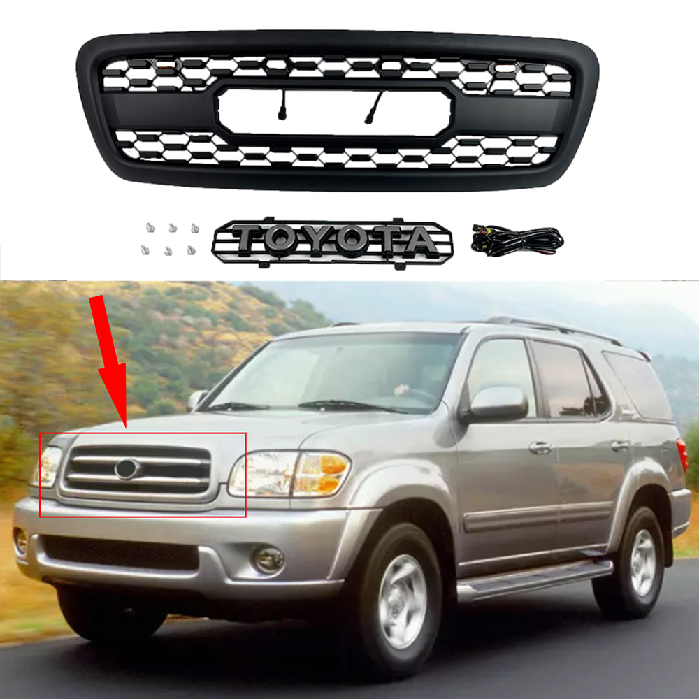 Front Grill For Toyota Sequoia 2001 2002 2003 2004 Front Mesh Bumper Grille Grills W/0 Lights Black