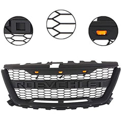 Front Grille for 2016 2017 2018 2019 Chevrolet Colorado Front Bumper Mesh Grill With 3 LED Lights Black