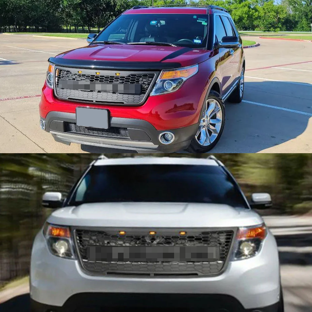 Front Grille For 2011-2015 Ford Explorer Mesh Grill Honeycomb With Letters Black