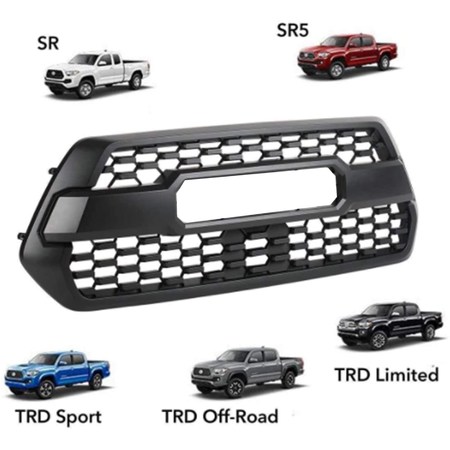 Front Grille For Toyota Tacoma 2016 2017 2018 2019 2020 2021 TRD Front Mesh Grill Black