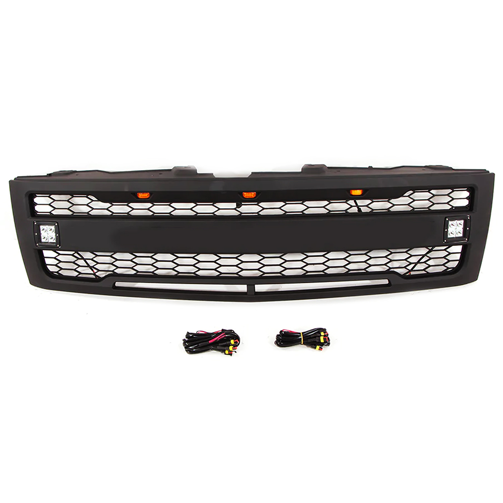 Front Grille For 2007-2013 Chevrolet Silverado 1500 Grill Cover With Letters Black