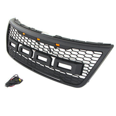 Front Grille For 2011 2012 2013 2014 2015 Ford Explorer Front Mesh Grille Grill Honeycomb Cover W/3 Lights Black