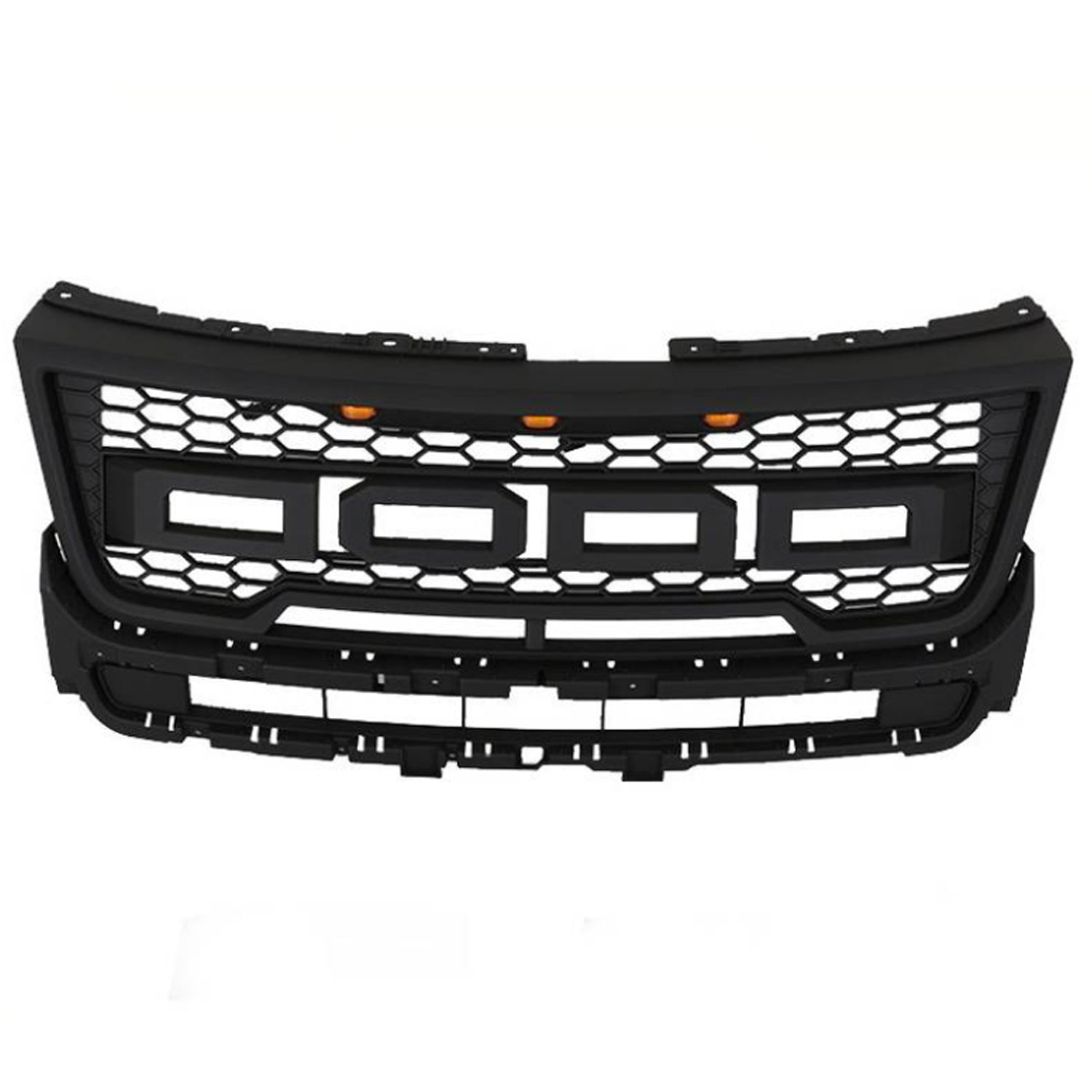 Front Grille For 2016 2017 2018 Ford Explorer Mesh Bumper Grilles Grills Cover W/3 lights Black