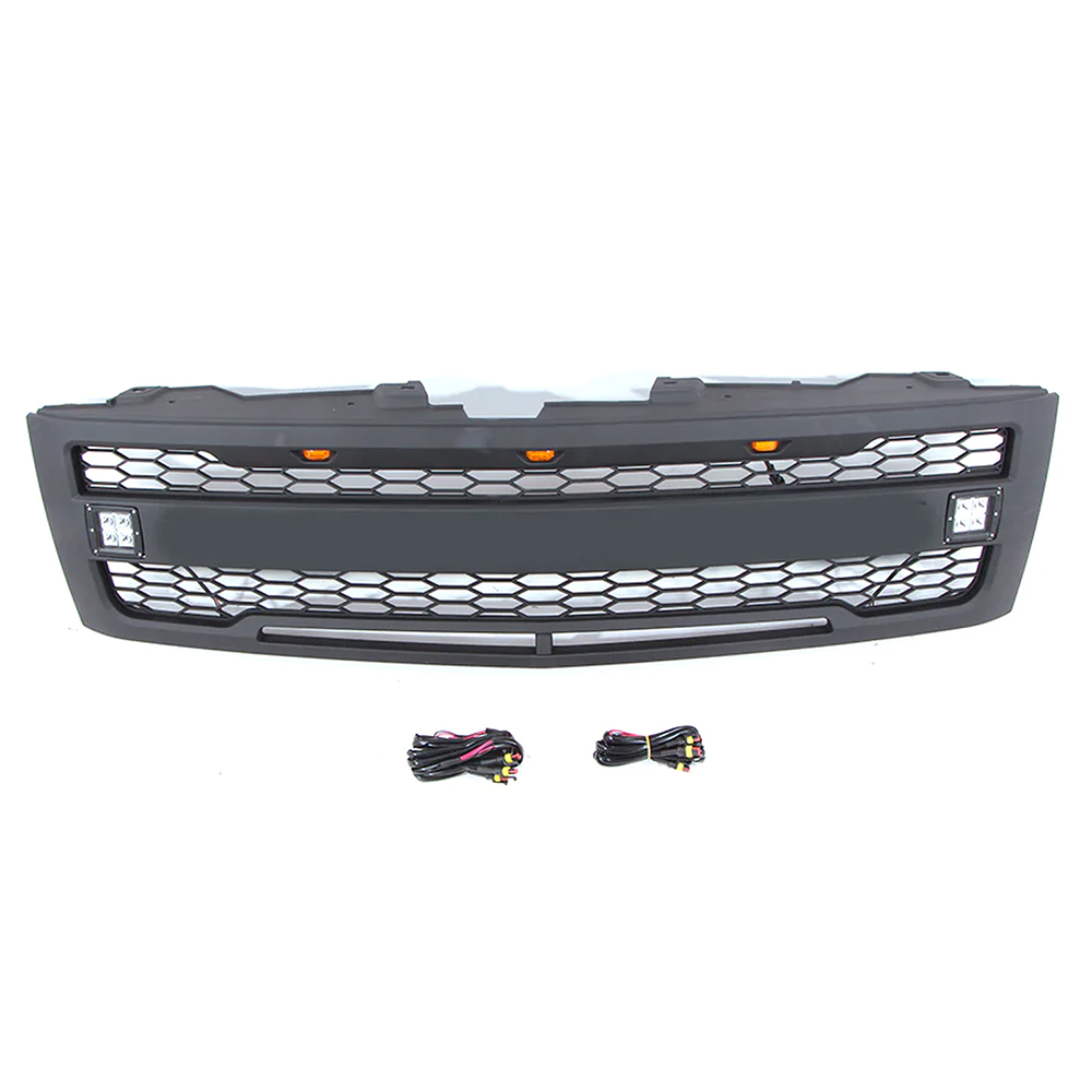 Front Grille For 2007-2013 Chevrolet Silverado 1500 Grill Cover With Letters Black