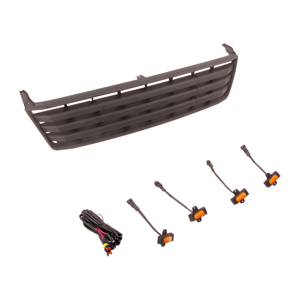 Front Grille For 1996-2002 Toyota Land Crusier LC95 Bumper Grills Grill Cover W/4 LED Light Black
