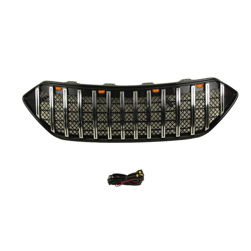 Front Grille For 2013-2016 Hyundai Santa Fe Bumper Grills Grill Cover W/3 Light Chrome