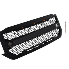Front Grille For 2016 2017 2018 Chevrolet Silverado 1500 Bumper Grills Grill Cover W/3 LED Light and Cub Light Black