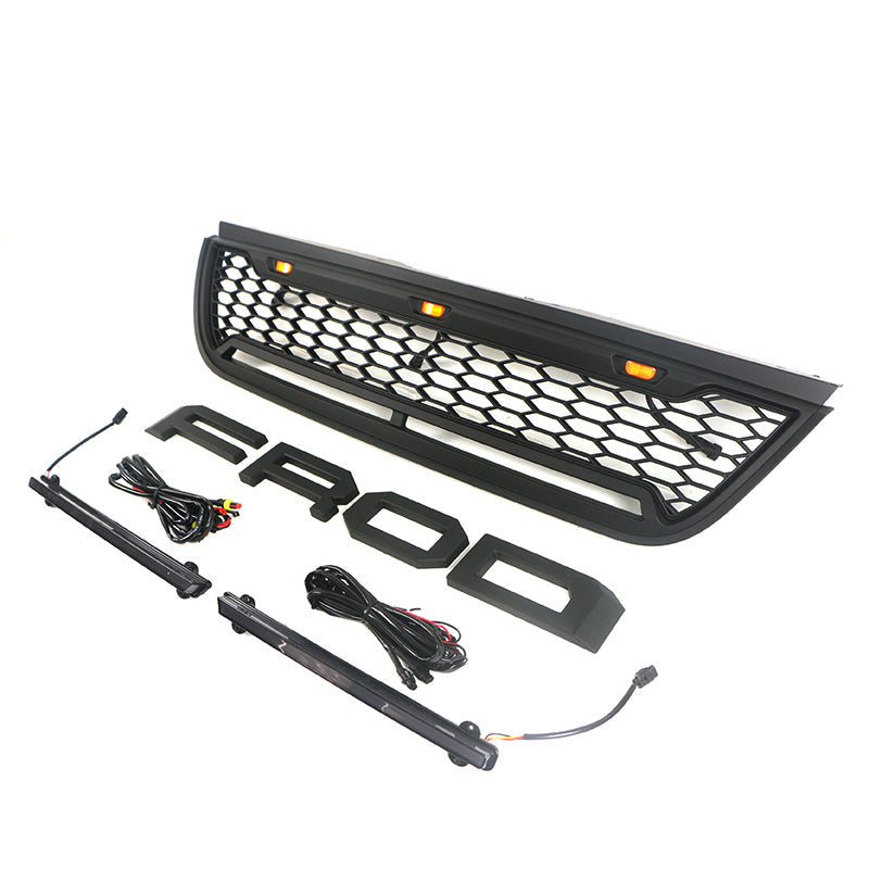 Front Grille For 2002 2003 2004 2005 Ford Explorer Bumper Grills Grill Cover W/3 Lights and Light Bar