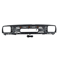 Front Grille For 1995-1997 Toyota Tacoma TRD Bumper Grills Grill Cover W/3 LED Light Black