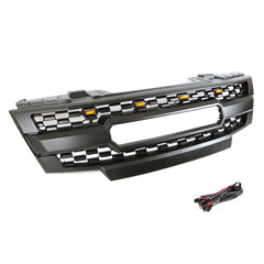 Front Grille For 2009-2019 Nissan Frontier Bumper Grills Grill Cover W/3 LED Light Black