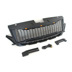 Front Grille For 2011 2012 2013 2014 Ford Edge Bumper Grills Grill Cover W/3 LED Light Black