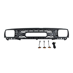 Front Grille For 1995-1997 Toyota Tacoma TRD Bumper Grills Grill Cover W/3 LED Light Black