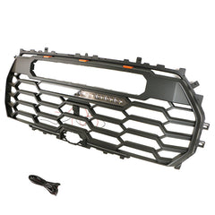 Front Grille For 2022-2023 Toyota Tundra Bumper Grills Grill Cover W/3 LED Lights&Light Bar Black