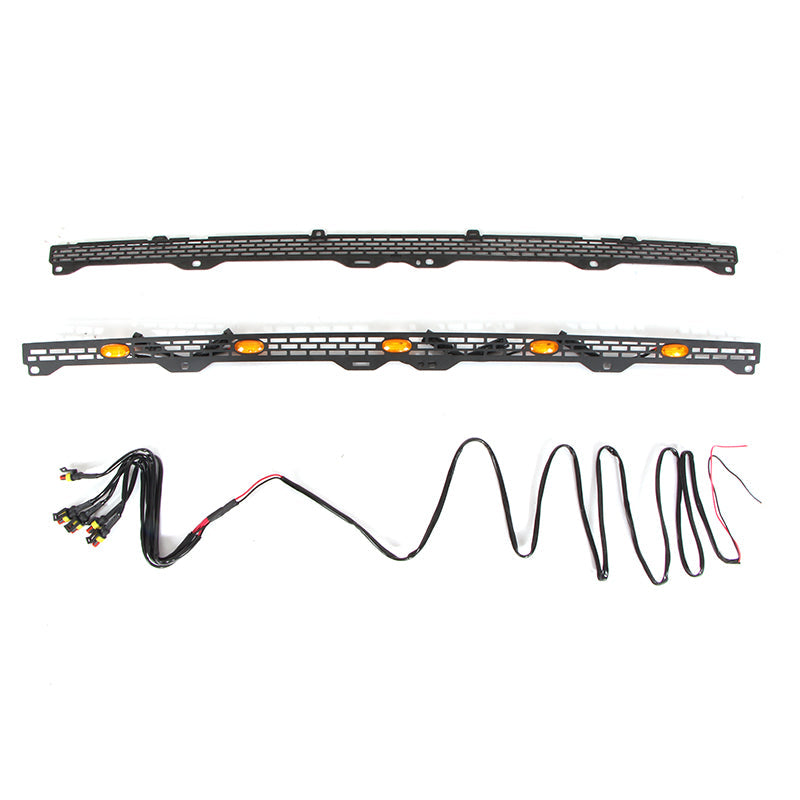 Front Upper Grille For 2014-2019 Toyota Tundra Bumper Grills Grill Cover W/5 LED Light Black