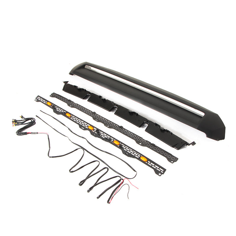 Front Upper Grille For 2014-2019 Toyota Tundra Bumper Grills Grill Cover W/5 LED Light Black