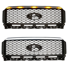 Front Grille for 2021-2022 Ford F150 4x4 Pickup Raptor Front Bumper Grill W/LED Lights Black