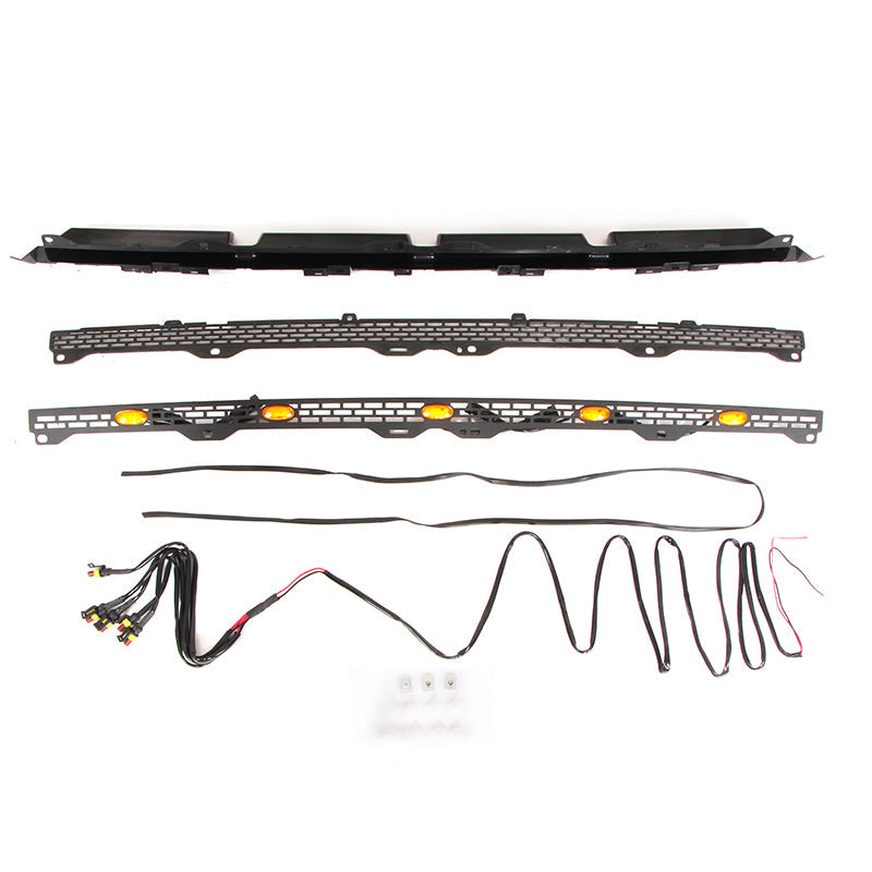 Front Upper Grille For 2014-2019 Toyota Tundra Bumper Grills Grill Cover W/5 LED Light Black