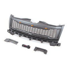Front Grille For 2007-2010 Ford Edge Raptor Style Grill Grills Cover W/3 LED Light Black