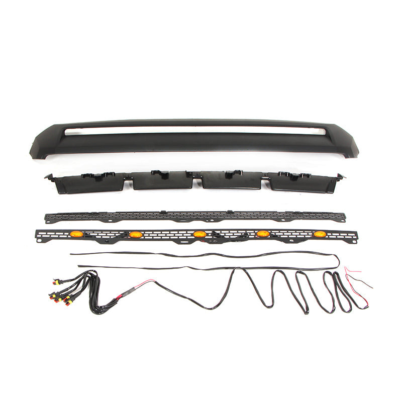 Front Upper Grille For 2014-2019 Toyota Tundra Bumper Grills Grill Cover W/5 LED Light Black