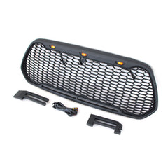 Front Grille For 2014 2015 2016 2017 2018 2019 2020 2021 Ford Transit Custom Bumper Grills Grill Cover W/3 LED Light Black