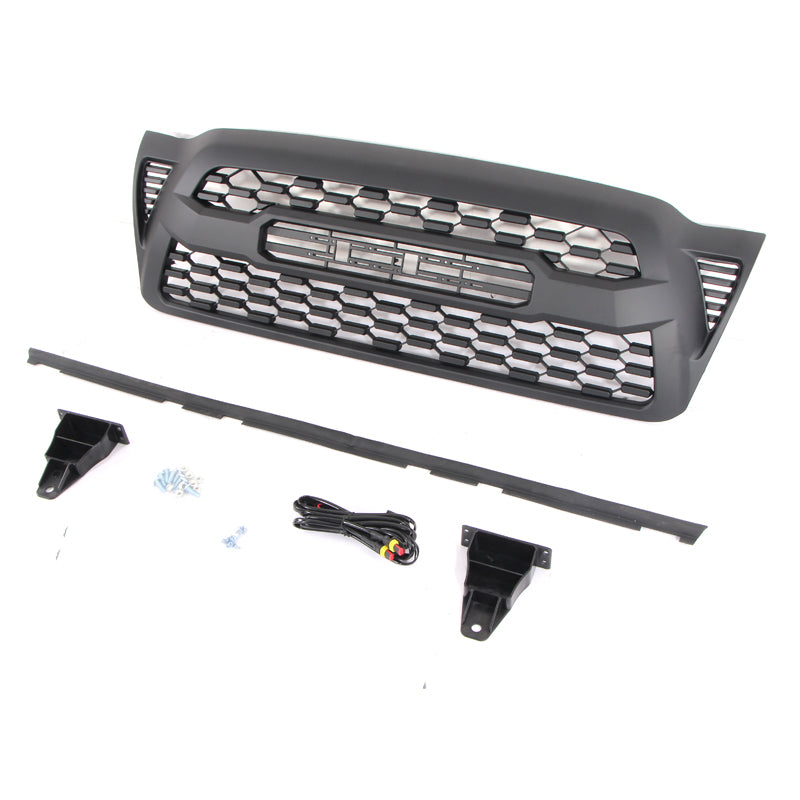 Front Grille For 2005-2011 Toyota Tacoma With Side Light Bumper Grills Grill Cover Black