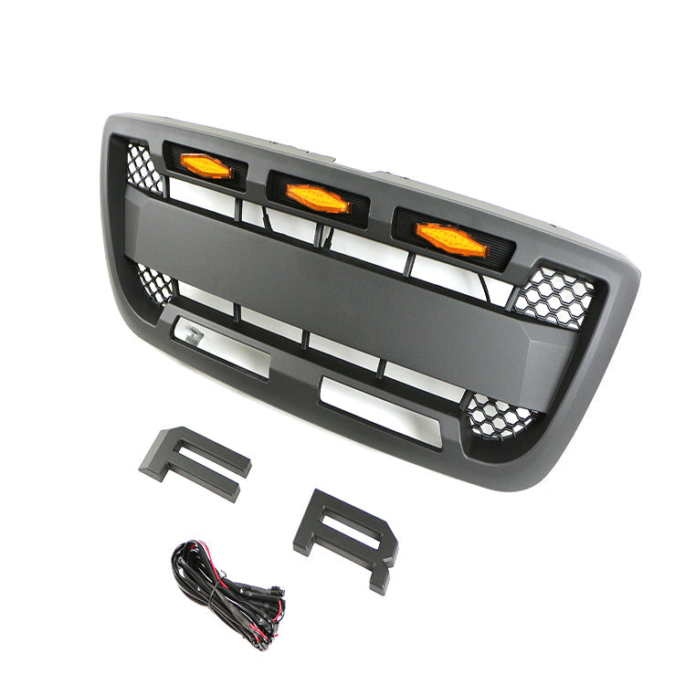 Front Grille For 1998 1999 2000 Ford Ranger Bumper Grill Grills W/Letters & Light Black