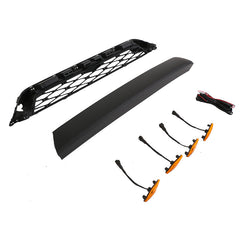 Front Grille For 2014-2019 Toyota 4Runner Bumper Grills Grill Cover W/4 LED Light Black