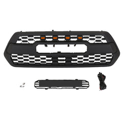 Front Grille For 2016-2021 Toyota Tacoma Bumper Grills Grill Cover W/4 Light Black