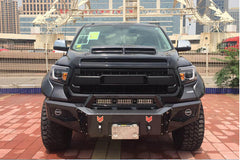 Front Upper Grille For 2014-2019 Toyota Tundra Bumper Grills Grill Cover W/5 LED Light Black
