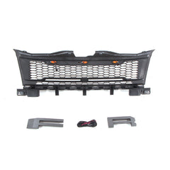 Front Grille For 2007-2010 Ford Edge Raptor Style Grill Grills Cover W/3 LED Light Black
