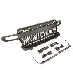 Front Grille For 2022 Ford Maverick Bumper Grills Grill Cover W/3 LED Light Black