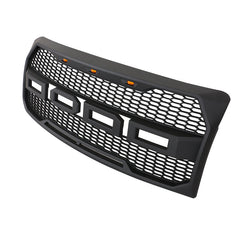 Front Grille For 2009 2010 2011 2012 2013 2014 Ford F150 Super Duty Raptor Style Grills Grill W/3 Light Black