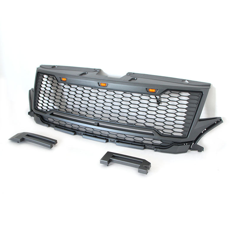 Front Grille For 2011 2012 2013 2014 Ford Edge Bumper Grills Grill Cover W/3 LED Light Black
